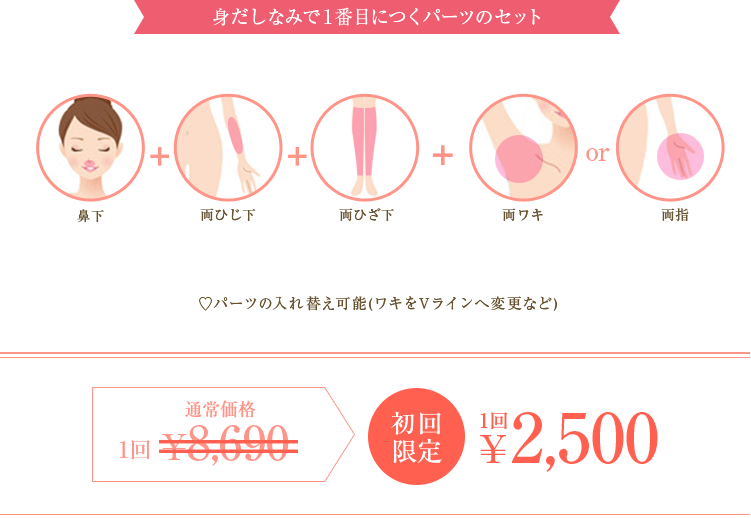 身だしなみで１番目につくパーツのセット 初回限定 1回2,500円